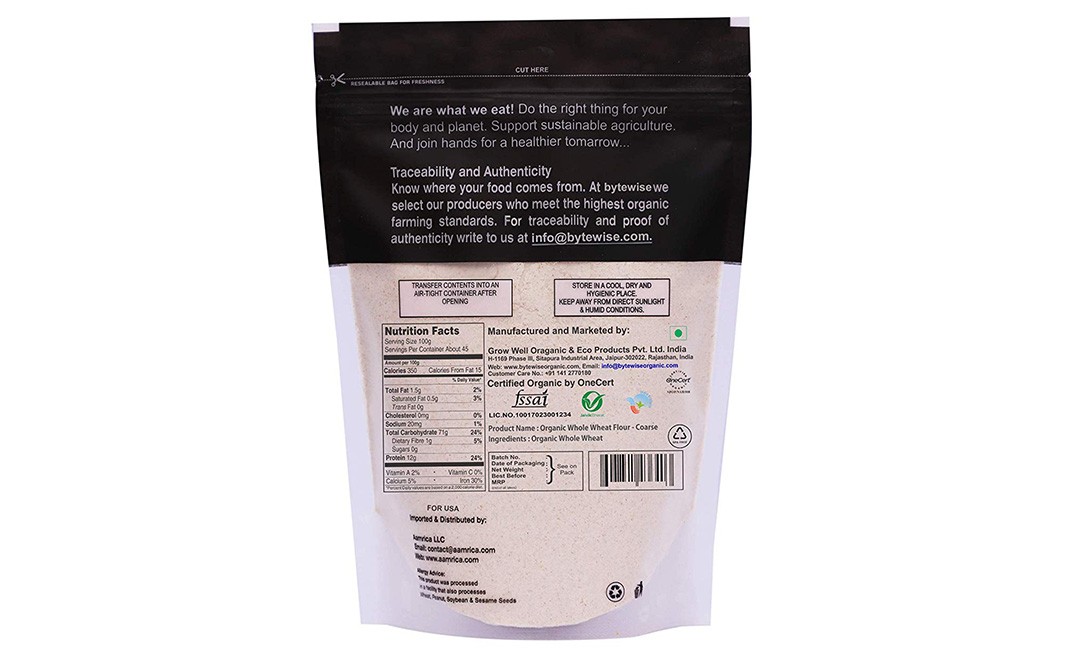 Bytewise Organic Wheat Chakki Atta    Pack  1 kilogram